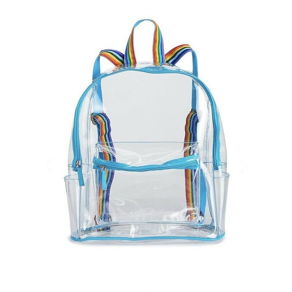 Boutique Handbags - Clear Rainbow Adjustable Straps Zip PVC Backpack